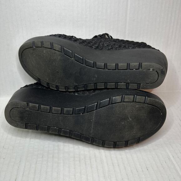 Steven Size 10 Slip On Round Toe Textile Wedge Heel Caspar Mary Jane Flat Black - Picture 7 of 11